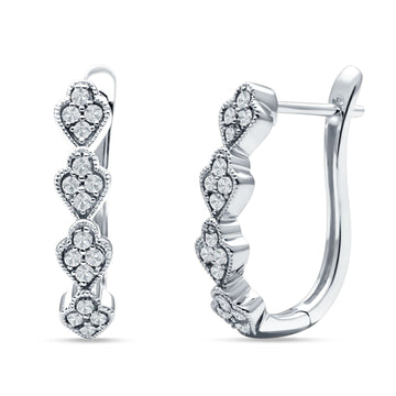 Leaf Style 18mm Hoop Earring Cubic Zirconia 925 Sterling Silver Wholesale